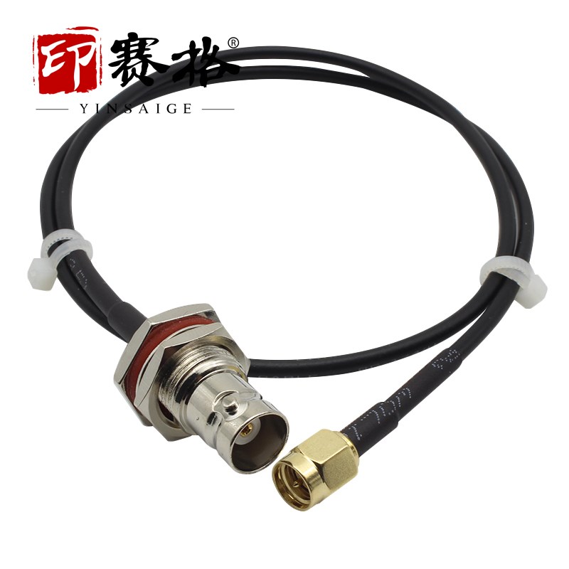 BNC转SMA连接线 RG174线SMA公转BNC-KY大六角防水固定面板转接线