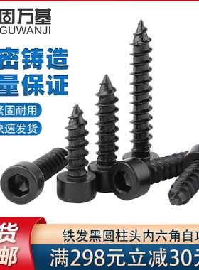 8.8级黑色圆柱头内六角自攻螺丝杯头尖尾自攻螺钉M2M3/M3.5M4M5M6