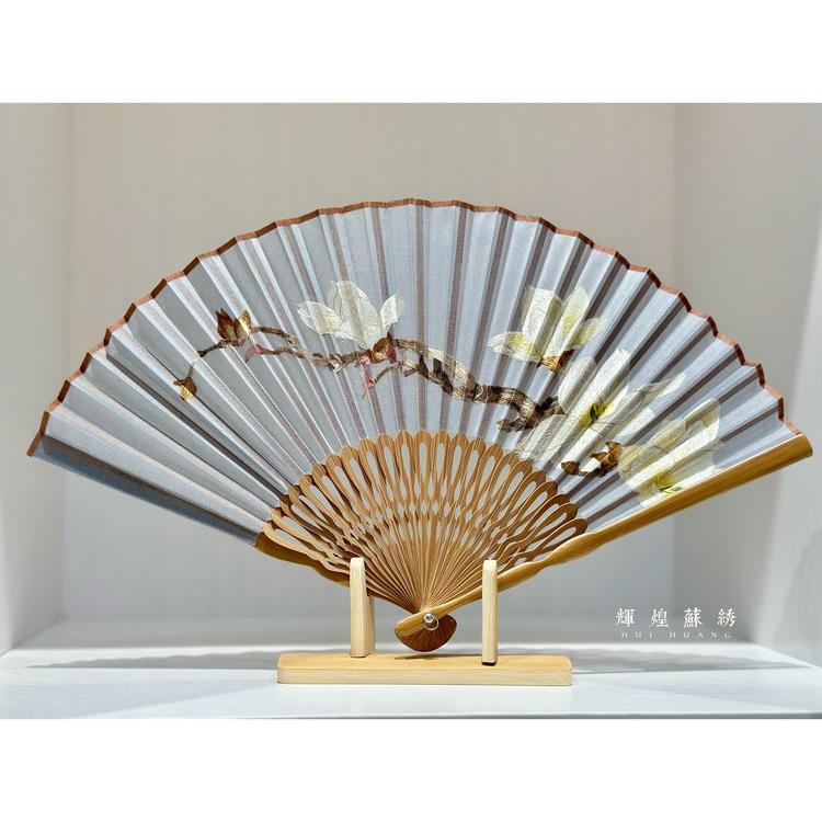 苏州绣手绣精美折扇古风新式中国风折扇汉代折扇架礼品文化创意礼