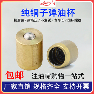 纯铜弹子油杯黄铜油嘴压配式注油杯弹簧压注式孔用黄油咀M6810126