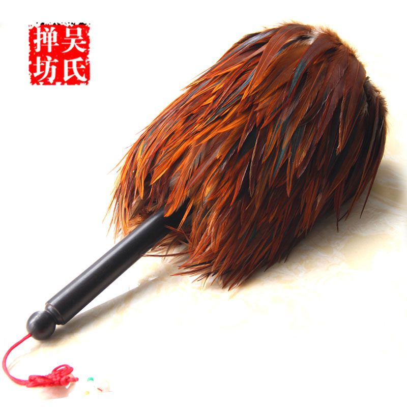 吴氏掸坊 鸡毛掸子家用车用小号贡掸工I艺品乌木把 除尘掸可定制