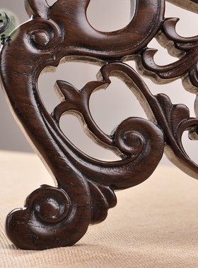 实木非洲黑檀木赏盘架瓷盘茶饼玉盘铜镜展示托R架家居饰品摆件木