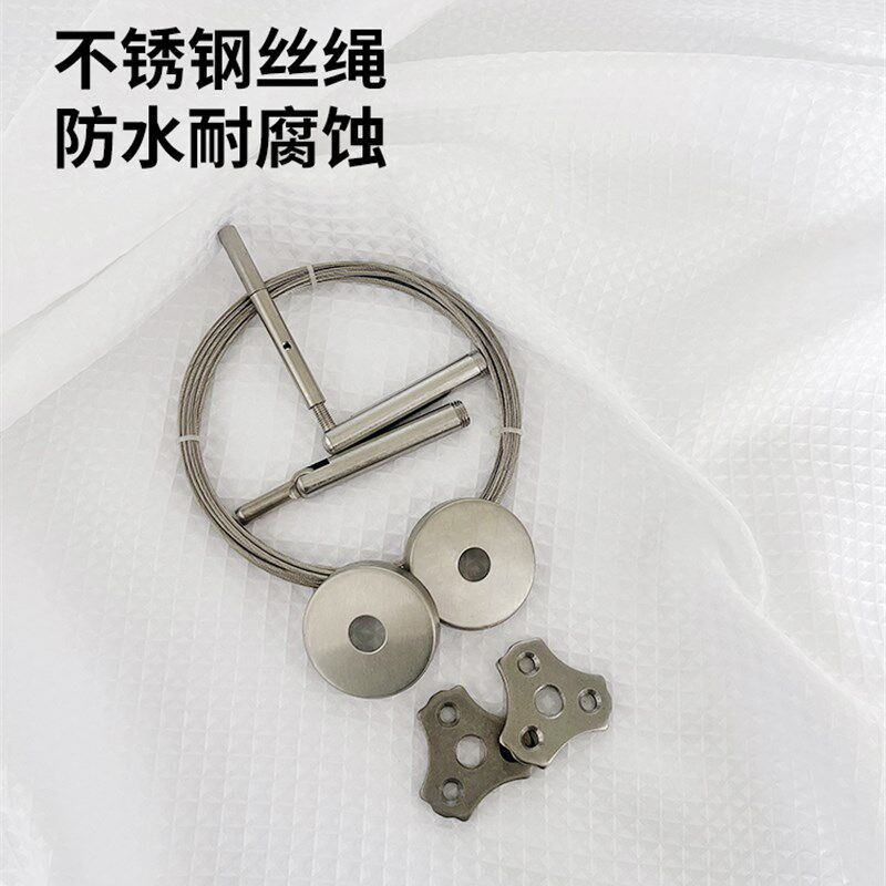 钢丝绳浴帘防水浴室隔断窗帘浴室加厚K浴帘无冲孔不锈钢浴帘杆