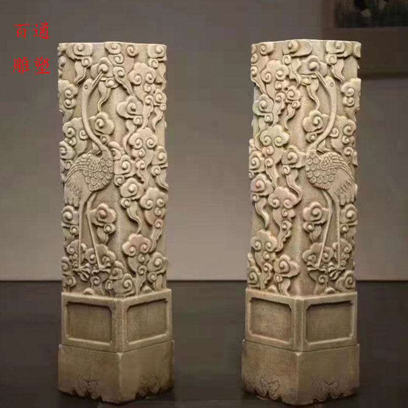 石雕祥云柱花架汉白玉花盆底座y大理石柱敦花几青石拴马桩庭院摆