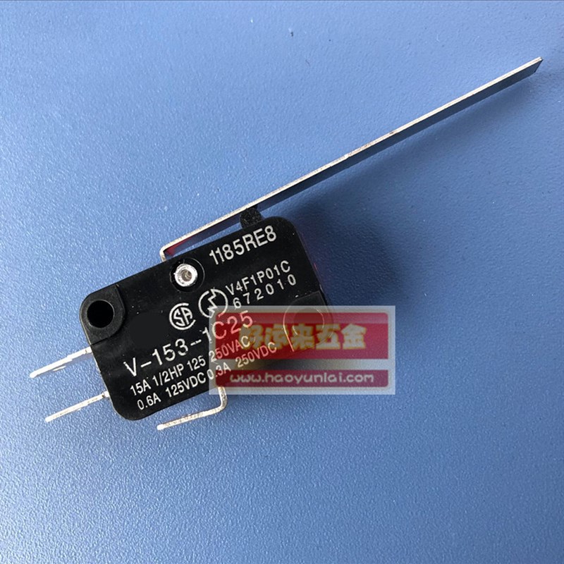 小型行程开关V-153-1C25微动开关 微型按键限位开关自复位带长柄