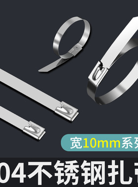 秦阳304不锈钢扎带10MM抗氧化耐高温船用束线金属绑带强力抱箍