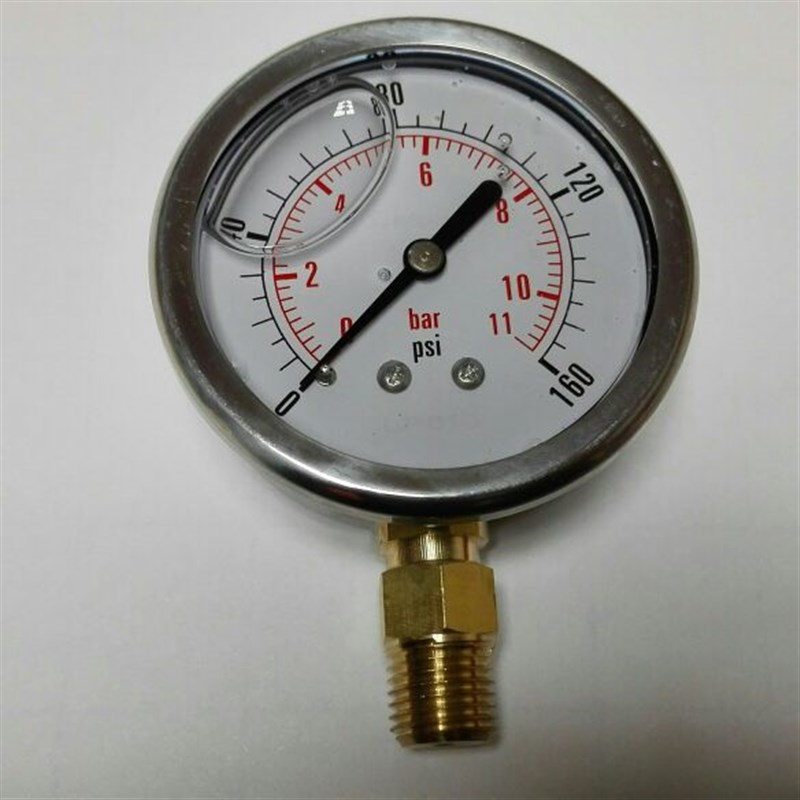 11bar 不锈钢防震压力表 68mm 耐震表 160psi yn-63 铜接头 2.5级