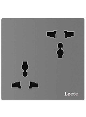 国际通用86型灰色六孔墙壁暗装6孔万能三三插双0A电源面板