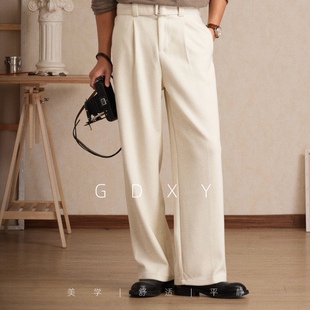 秋冬极简风高腰质感垂感休闲西裤 百搭 男宽松直筒长裤