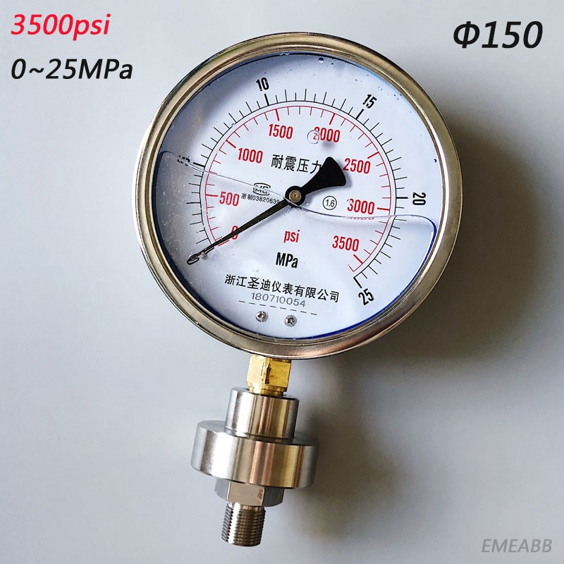 25MPa耐震隔膜压力表YTP-ML-150型法兰膜片压力表螺纹连接M20*1.5