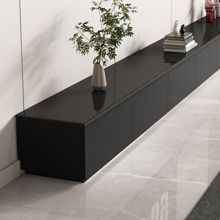 实木岩板电视柜大小户型现代简约家用落地柜轻奢纯色高级地台柜