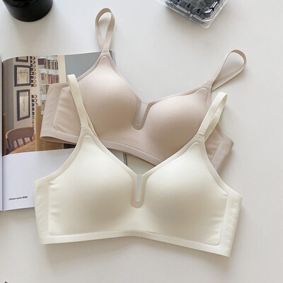 无痕内衣女薄款深V收副乳软支撑防下垂无钢圈小胸聚拢舒适文胸罩