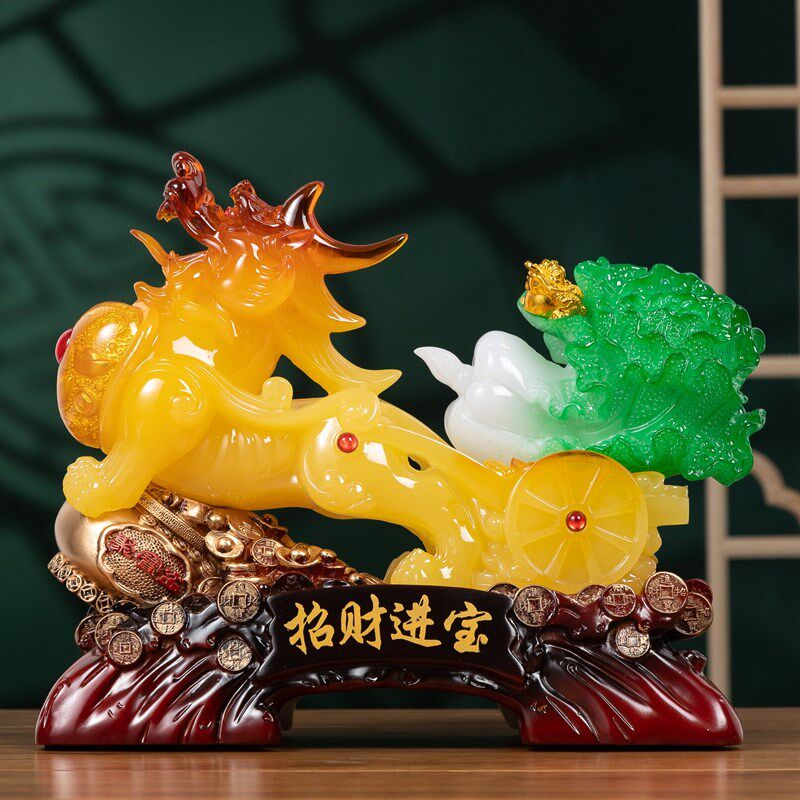 招财纳福玉貔f貅摆件玉白菜客厅办公室店铺桌面装饰品开业礼物