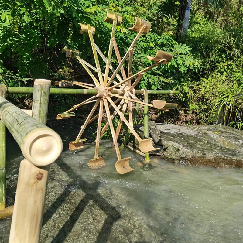 幼儿园竹子沙水玩具水车风车水轮转盘玩水玩具沙水池X大小水车儿