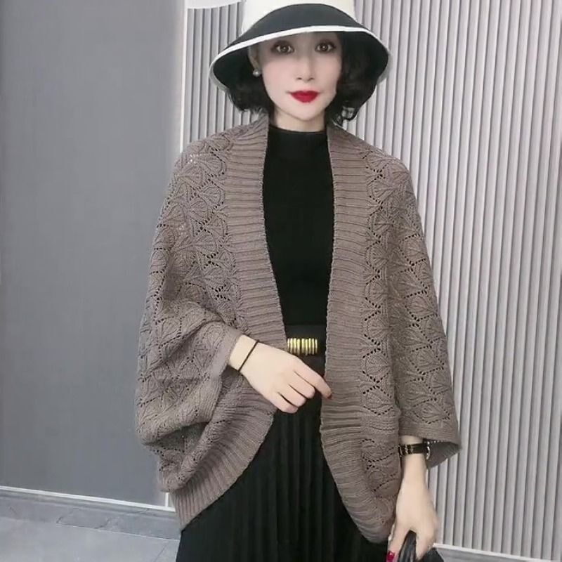 镂空开衫外搭针织披肩女春秋百搭短款披肩空调保暖外套旗袍外搭