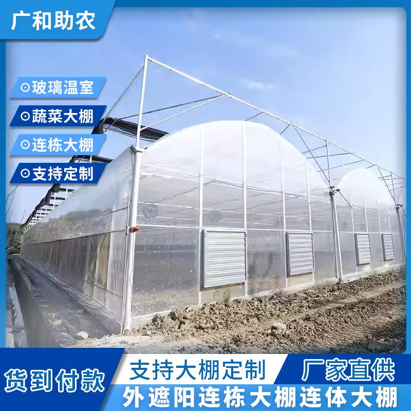 外遮阳连栋大棚连身大棚 骨架蔬菜农业大棚钢管 玻璃温室厂家直供