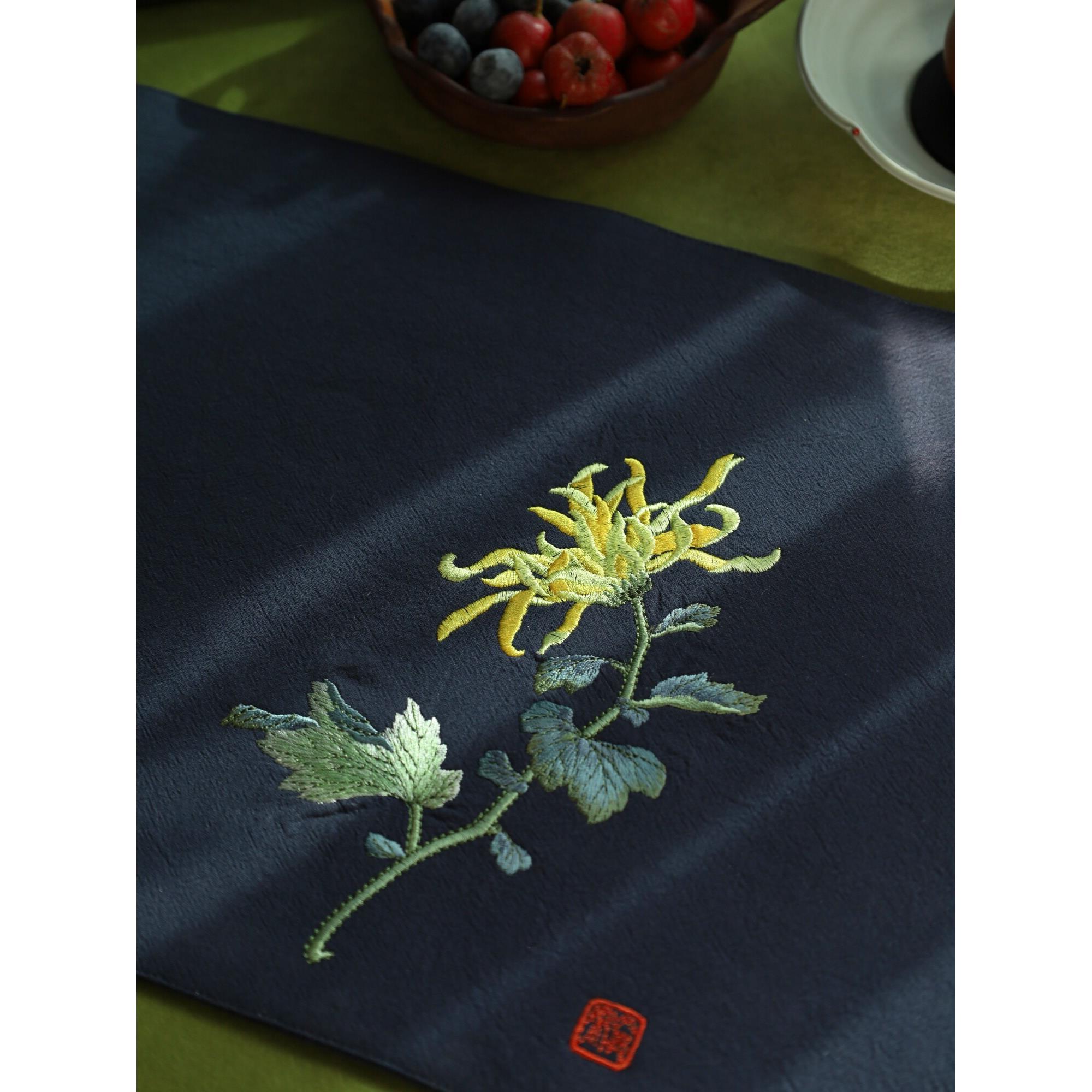 采购产品绣花荷花茶垫，棉麻茶垫，织物礼品，覆古茶布，中国茶垫
