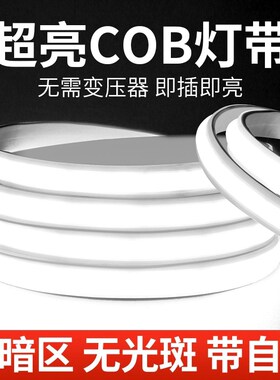 cob灯带家用吊顶硅胶背景墙220v客厅自粘户外防水氛围led软灯条