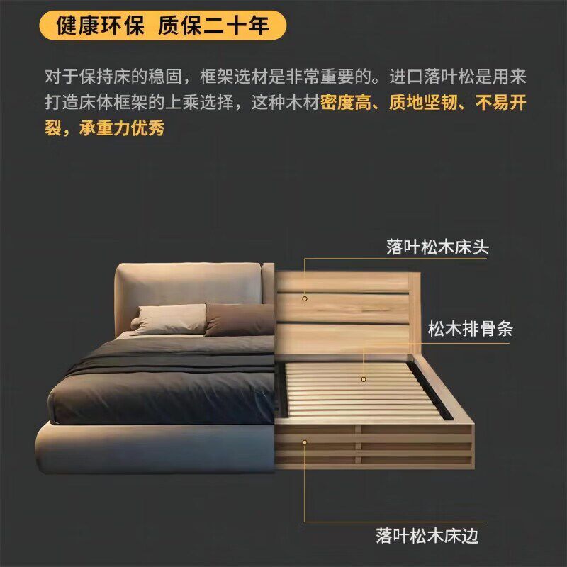 意式极简科技布艺床侘寂工业风榻榻米落地床现代.简约双人床