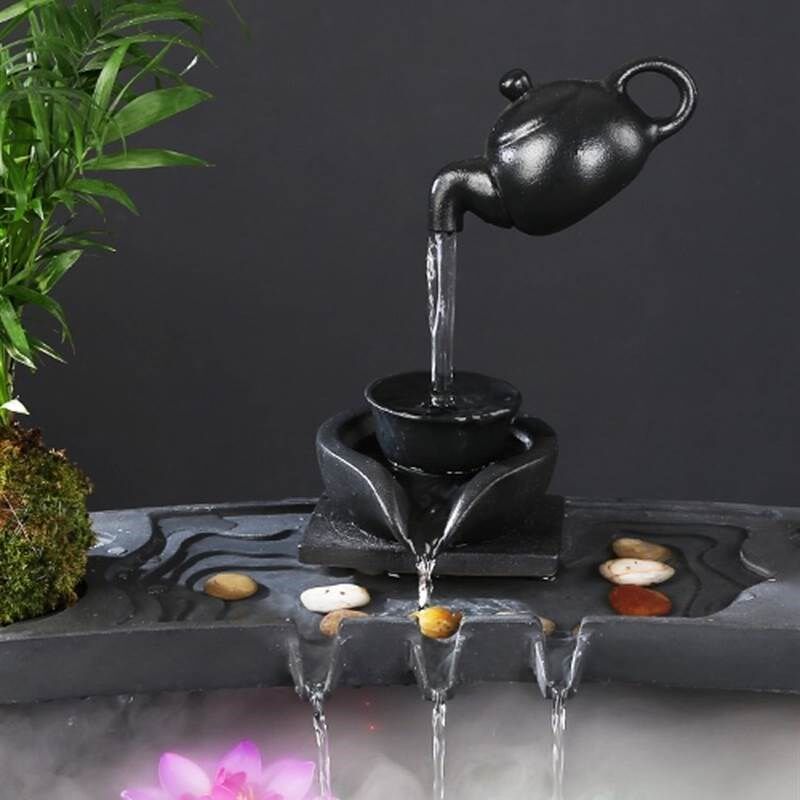 新款石鱼缸造景流水器循环系统过滤增氧古法养鱼陶瓷假山装饰配件