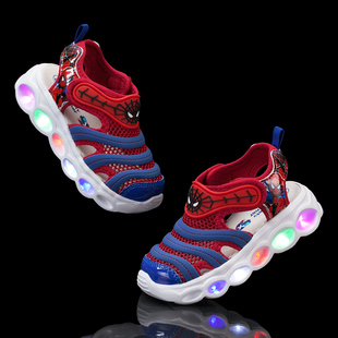 男童凉鞋2023新款夏季小童轻薄透气亮灯鞋N儿童沙滩鞋男孩发光童