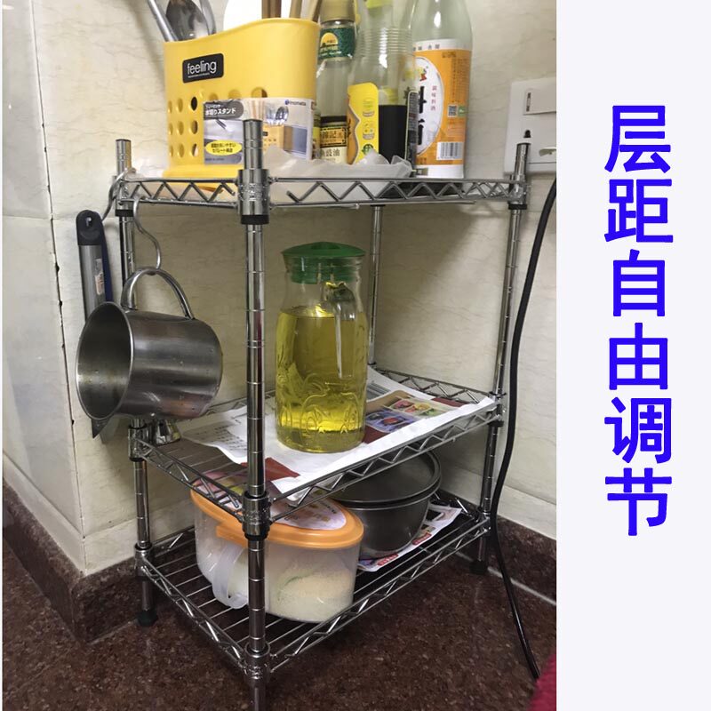厨房夹缝置物架落地三层窄缝橱柜A侧边墙角缝隙小型收纳架子可移