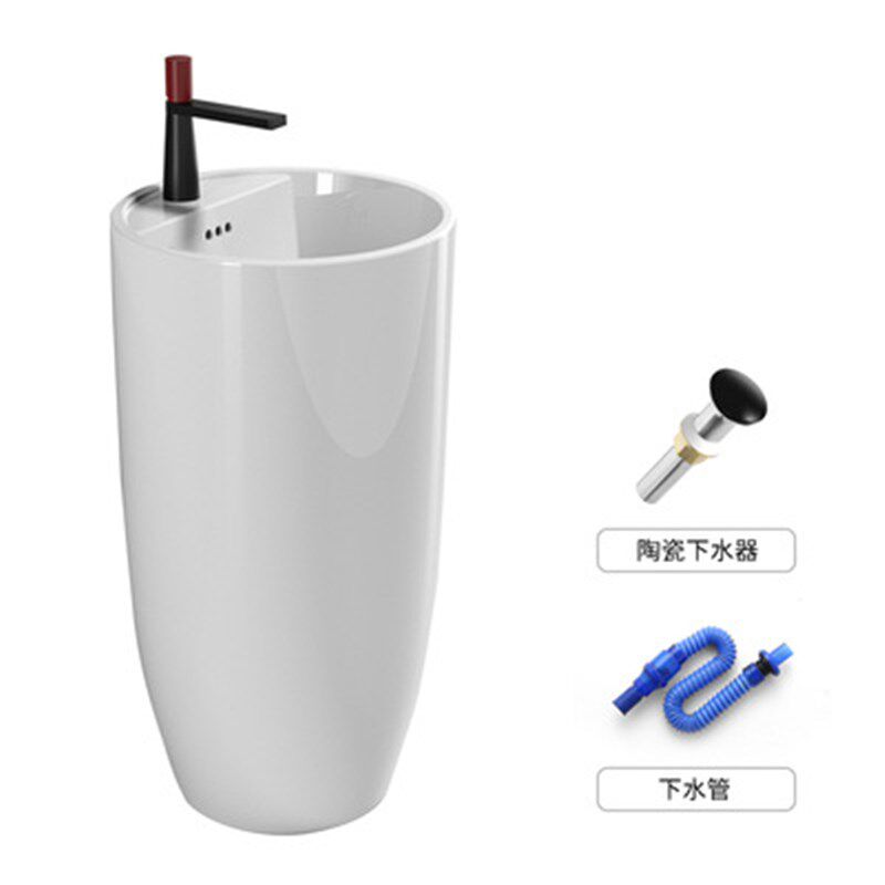 简约陶瓷连体立柱盆卫生s间立式小洗手水池阳台落地式一体脸盘方