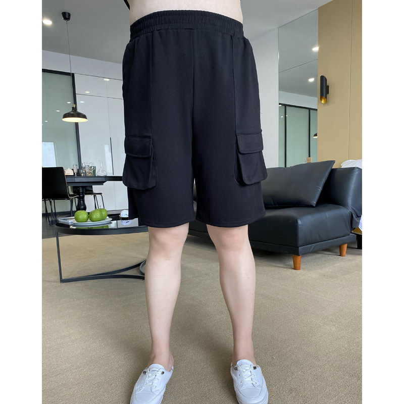 大码女装工装短裤2021夏装新款胖妹妹mm橡筋腰显瘦直筒五分中裤子