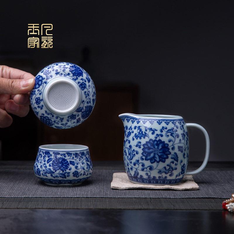 陶瓷公道杯家用简约茶漏景德镇青花瓷公杯茶海分茶器功夫茶具配件