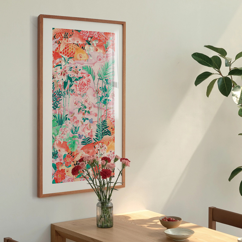 张文学x九鱼图锦鲤好o运国潮新中式装饰画中古风玄关走廊进门挂画