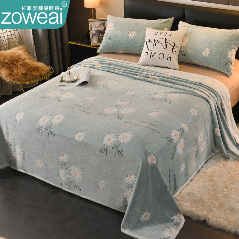 双面毛绒面冬季床单n单件珊瑚毛毯牛奶法兰绒被单防滑双人加绒加