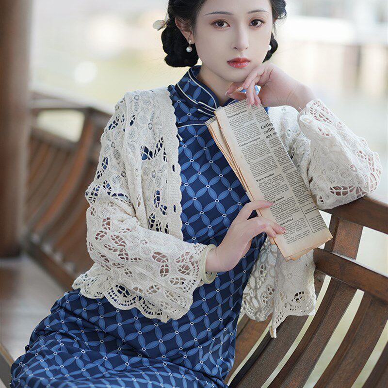 镂空钩花针织开衫外套文艺复古百搭配旗袍披肩夏季搭配裙子外搭