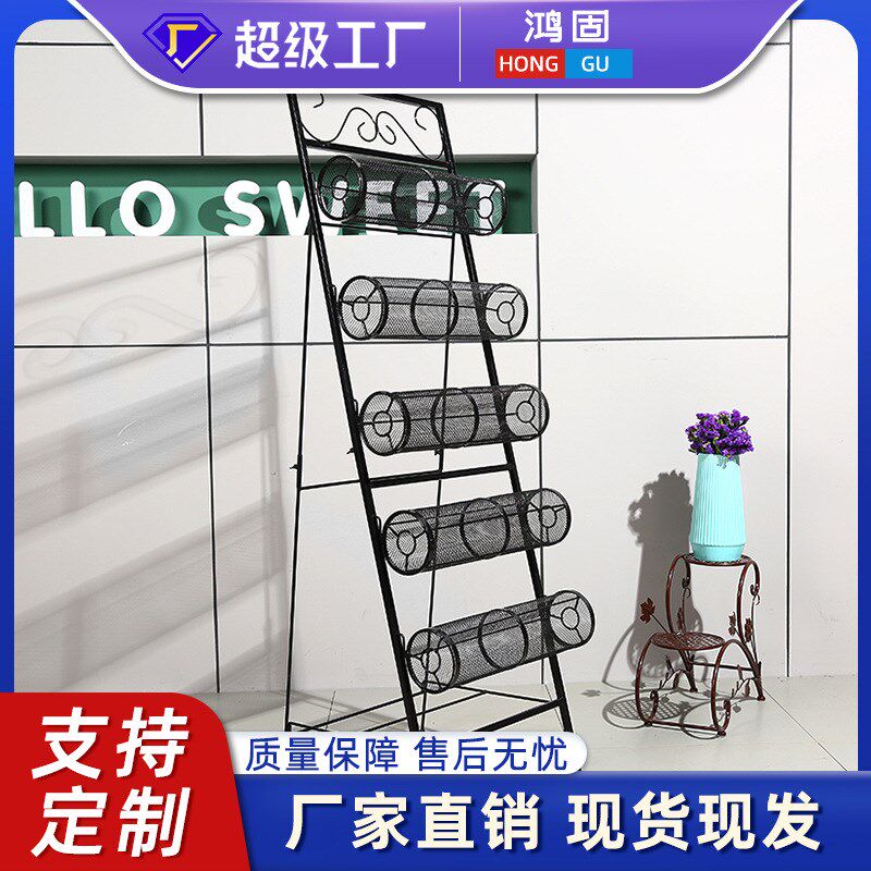 新款收纳铁艺落地单面p五层头箍架头扣发箍首饰展示架 发箍展示架
