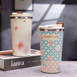 喜式手提咖啡杯陶瓷内胆保温杯便携随行杯子2023X年新款女水杯