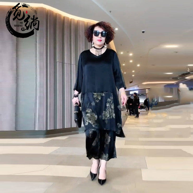 时尚气质妈妈春夏装两件套2021年显瘦大码洋气减龄套装阔腿裤女潮