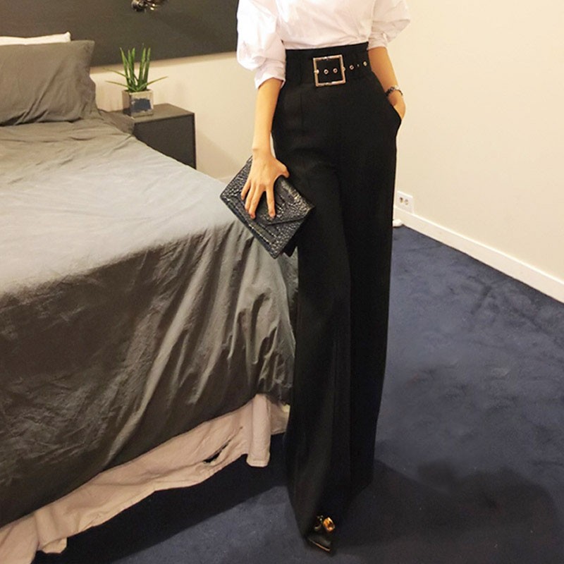 阔腿裤女春装垂感2025新款直筒高腰显瘦黑色休闲长裤职业西装裤子