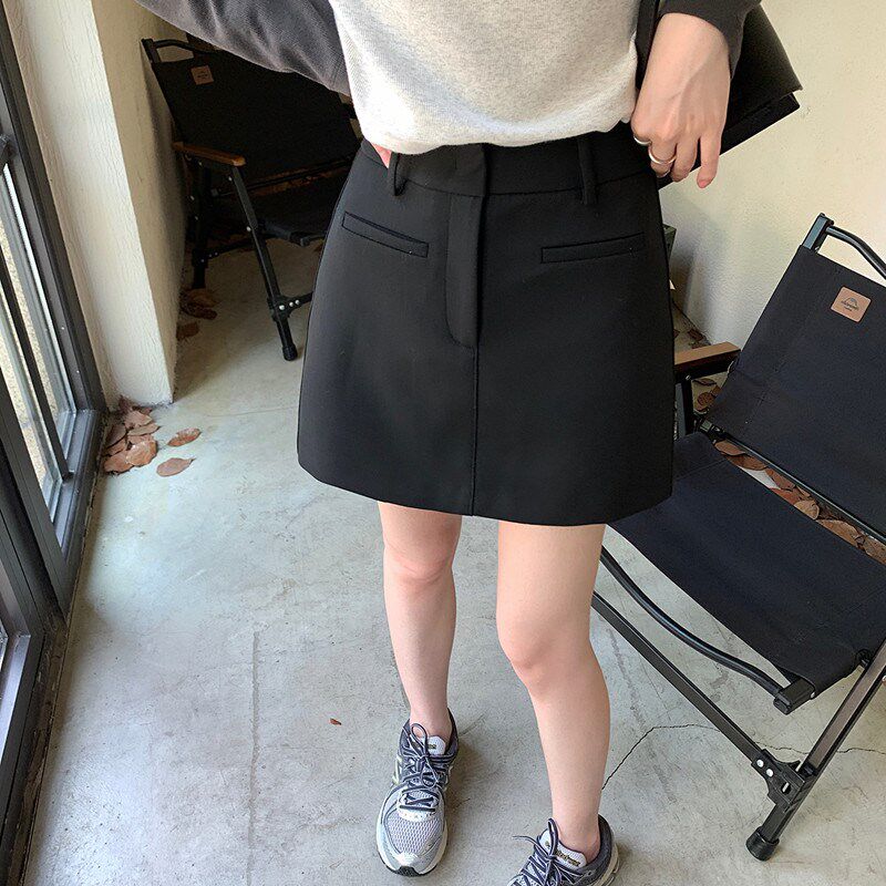 南瓜籽女装定制肥妹妹mm西装A字半身裙秋季高腰宽松显瘦休闲短裙