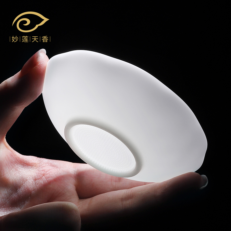 妙莲天香手工制作冰种p玉瓷超密细密孔茶漏滤茶器茶叶过滤器泡茶