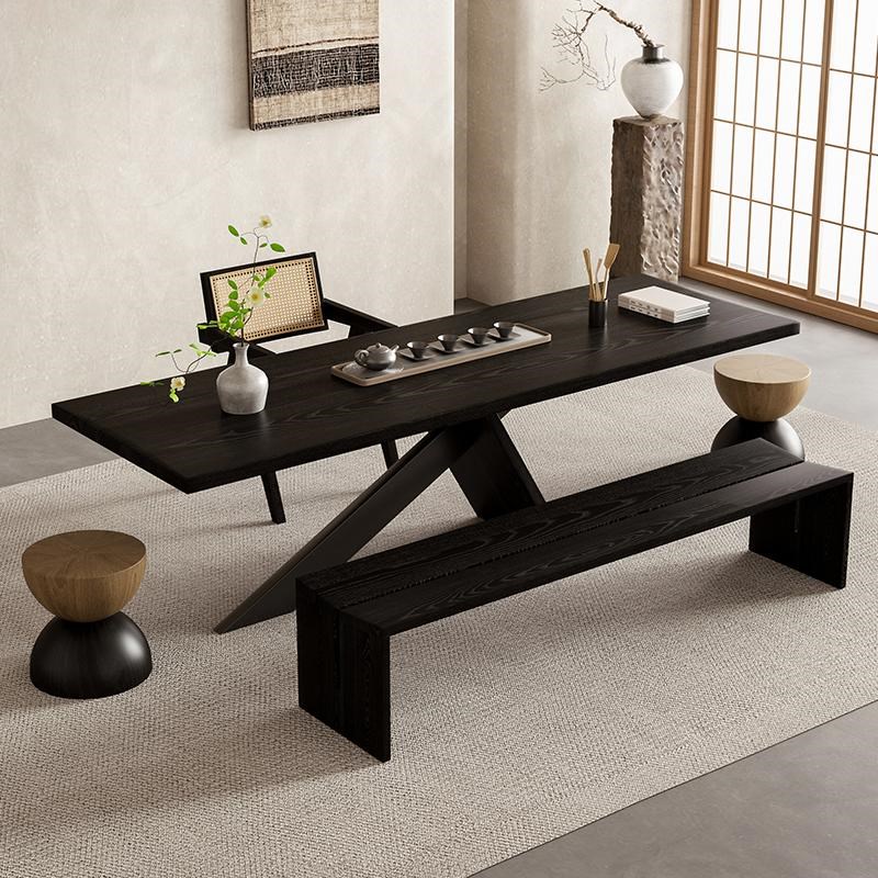 侘寂风实木茶桌椅组合家用客w厅办公室简约茶台高级感2025新款