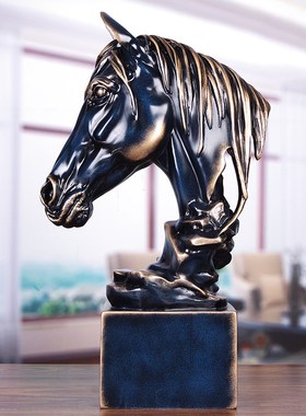 彩绘马头b摆件十二生肖马工艺品摆设家居创意马装饰品酒店大堂前