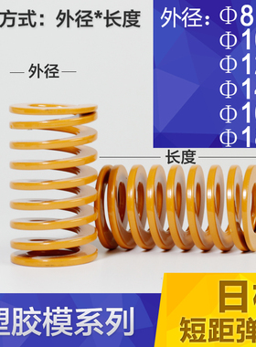 模具弹簧黄色压力弹簧压缩弹簧日标矩形弹簧TF黄色8/10/12/14/16