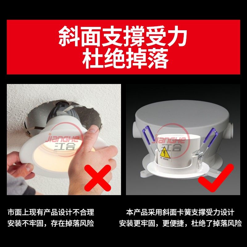 PVC筒灯预埋底盒80嵌入式LED射灯预埋件 95吊顶预埋盒暗装灯头盒