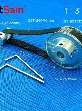 FitSain-2GT 20齿:60齿带宽10mm同步轮皮带轮1:3减速孔5-8-10-12