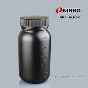 NIKKO进口塑料大口瓶2000ml 黑色广口试剂瓶2L防紫外线液体瓶HDPE