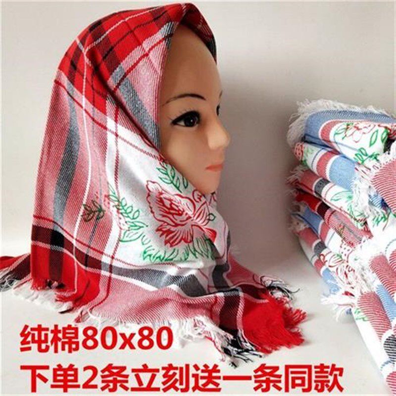 头巾妇女妈妈棉布方头巾纯棉劳保包头巾印花四方干活吸汗舞台表演