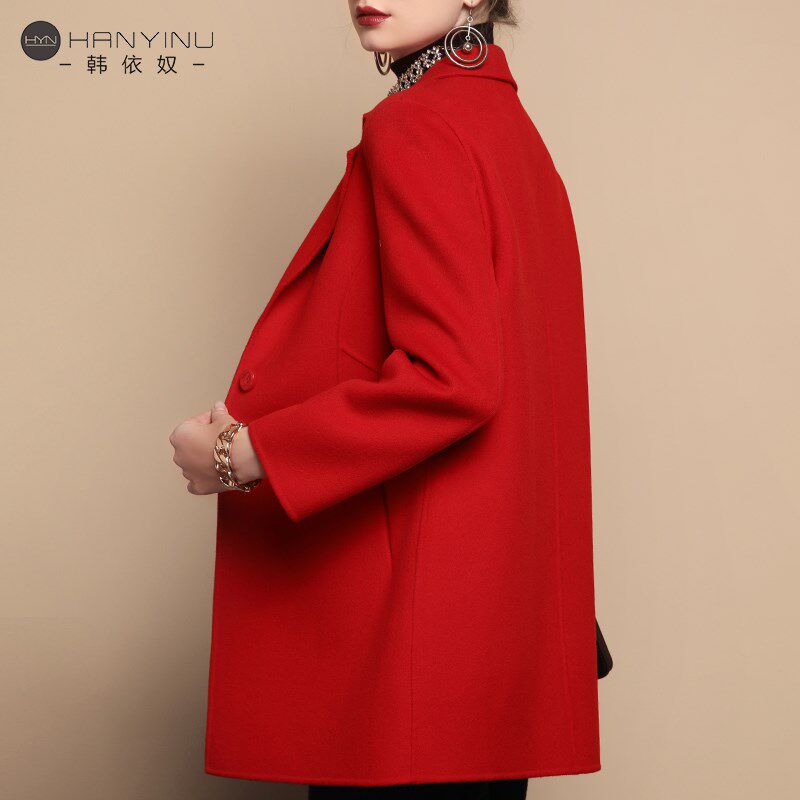 毛呢大衣女短款2024新款秋冬西装领修身羊毛双面绒呢子小个子外套