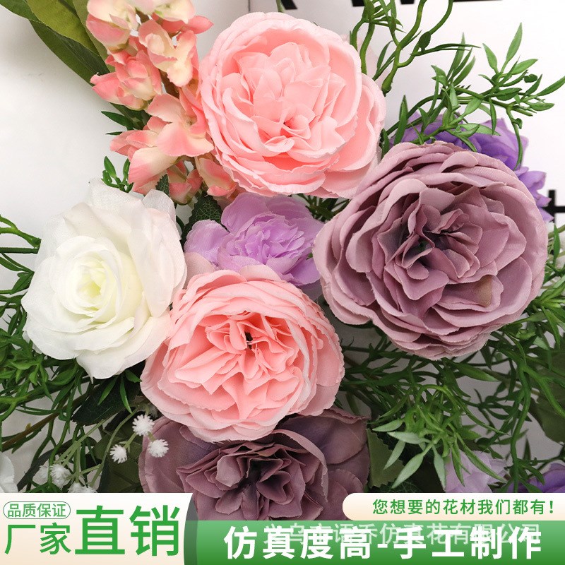 订婚宴紫色迎宾假k花地排花套装三件套美陈绿植造景成品花挂花盆