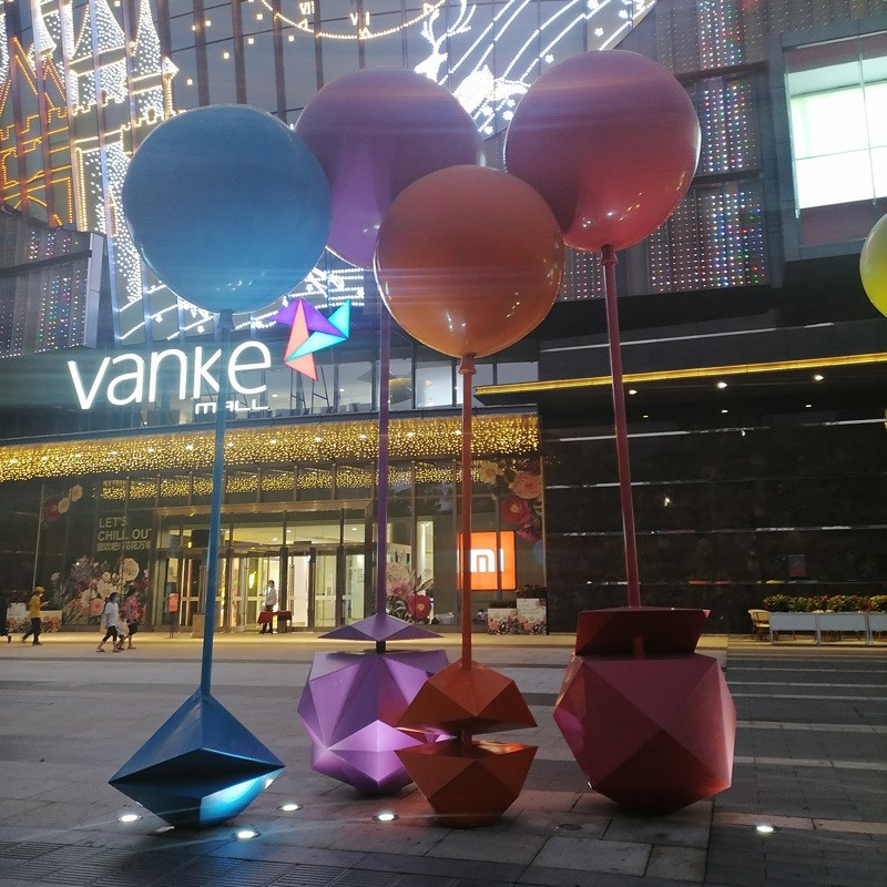 户外不锈钢圆球雕塑广场大型商场气球玻璃钢定制商业Y街区春节美