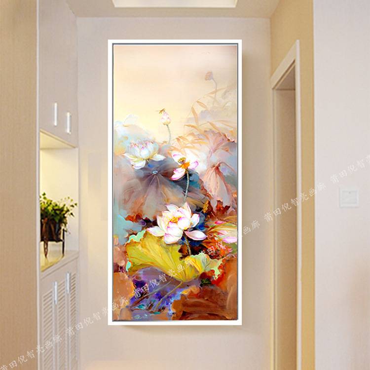 手绘油画 新中式客厅现代简约玄关装饰挂画厂家直销立体装饰画图片