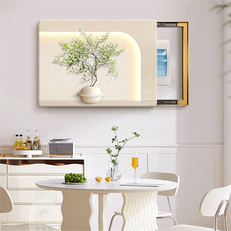 电表箱装饰画配电箱画遮挡2024新款绿植奶油风多媒体盒弱电箱挂画
